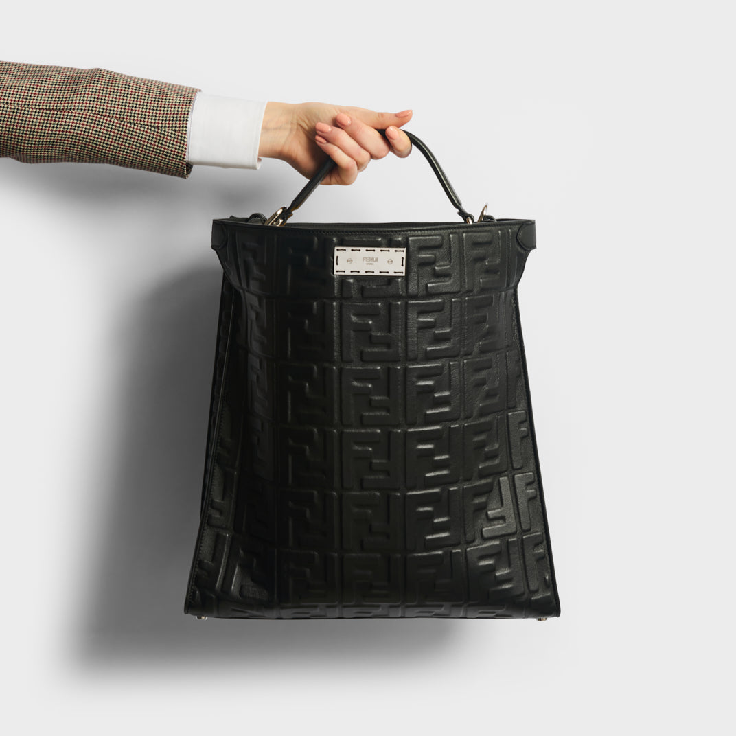 FENDI Peekaboo X Lite Fit Tote Bag in Black COCOON