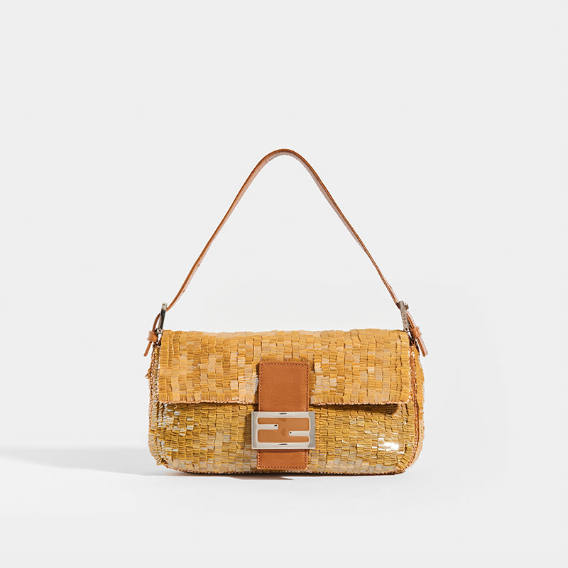 Baguette glitter handbag Fendi Gold in Glitter - 36245745