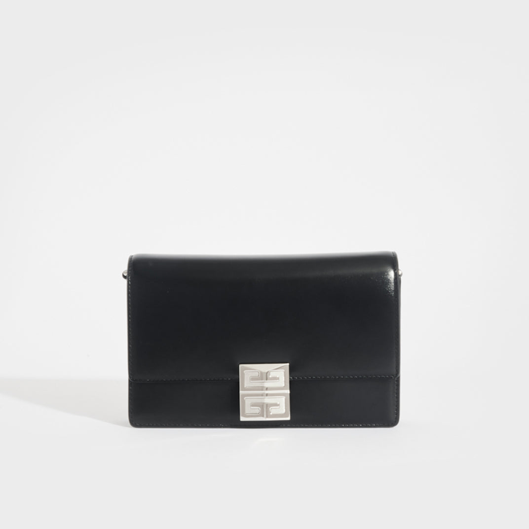 Givenchy black logo embossed small leather bag sale