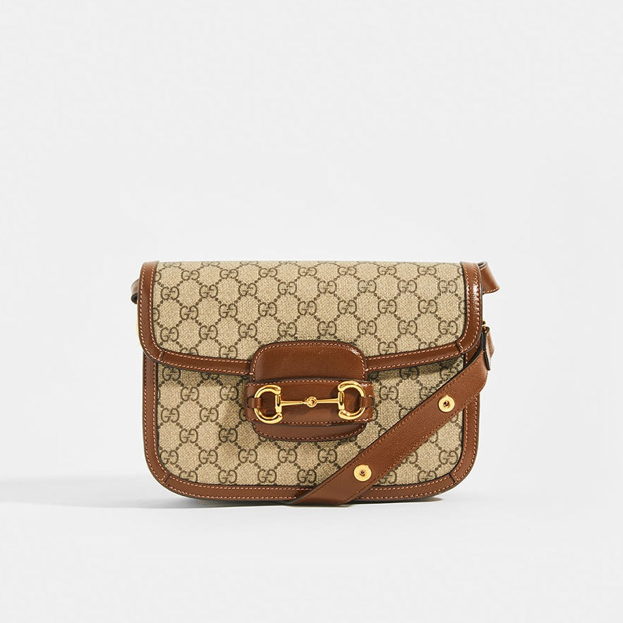 GUCCI 1955 Horsebit Small Shoulder Bag in Brown Leather