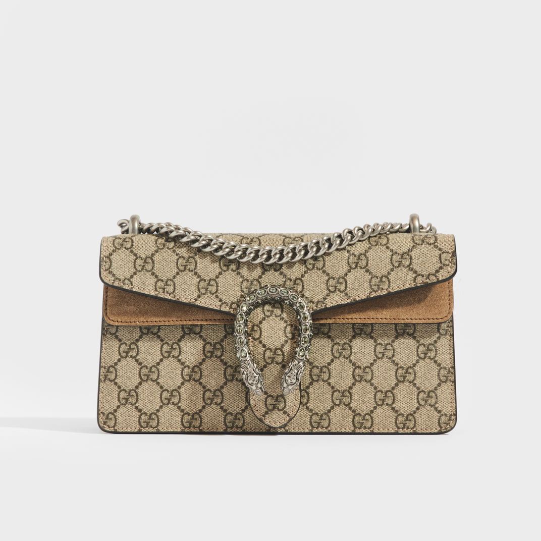 GUCCI Dionysus small leather-trimmed coated-canvas shoulder bag