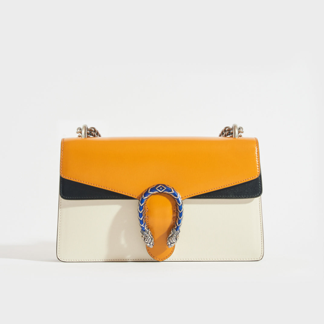 Dionysus Small Shoulder Bag in Orange and White