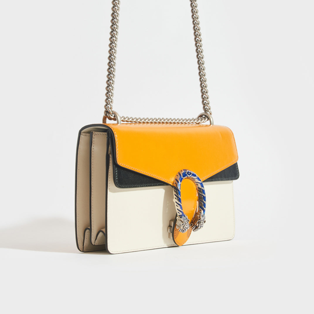 Dionysus Small Shoulder Bag in Orange and White
