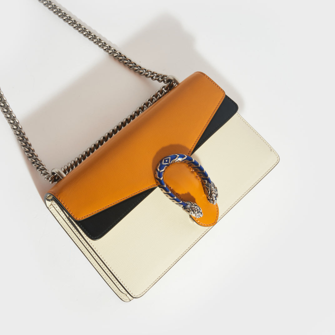 Dionysus Small Shoulder Bag in Orange and White