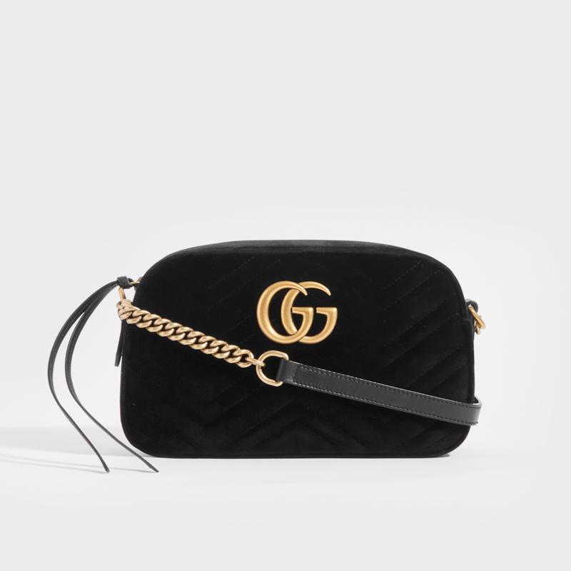 Gucci GG Marmont velvet chain shoulder bag mini Pochette camera