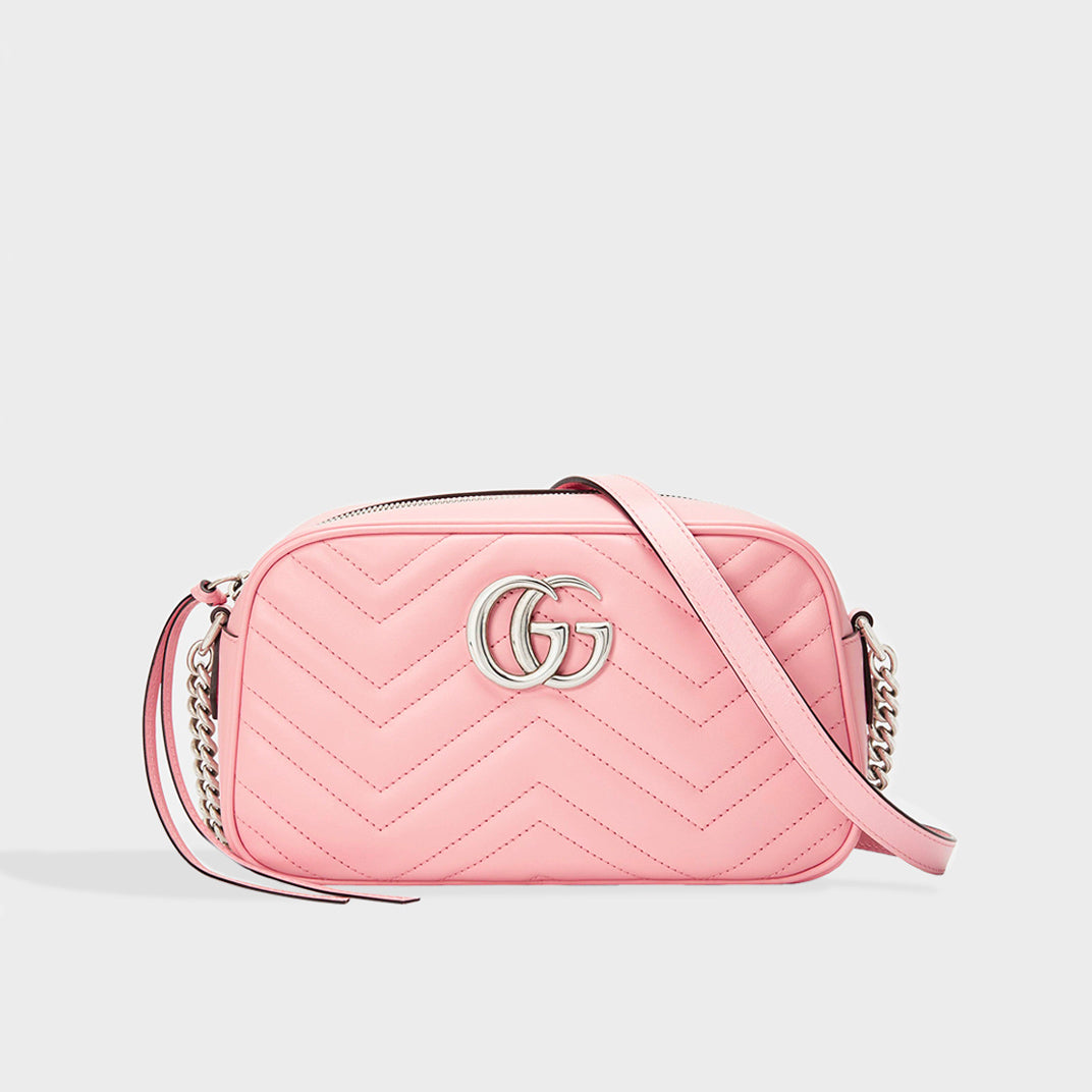 Gucci GG Marmont Camera Bag Matelasse Mini Light Pink in Leather