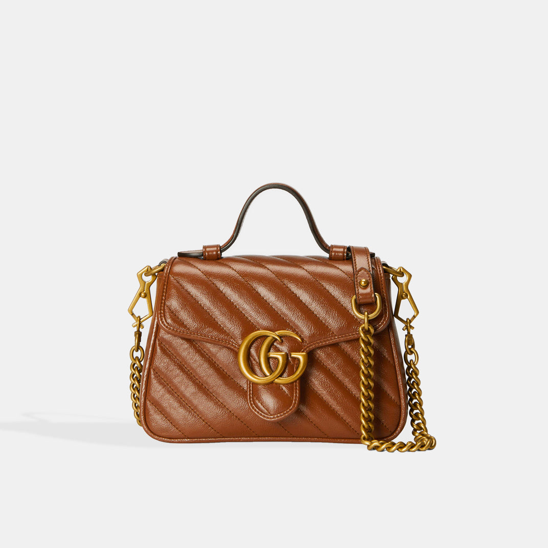 Gucci Gg Marmont Small Chevron Quilted Leather Top-handle Camera