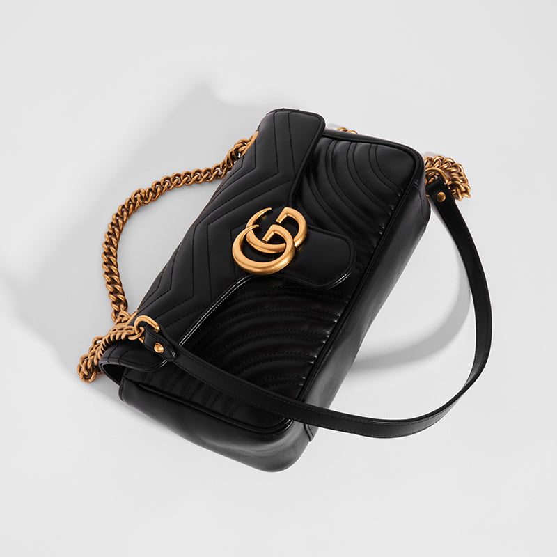 Gucci Small GG Marmont Shoulder Bag Matelasse with Sylvie Web Strap Bl –  Coco Approved Studio