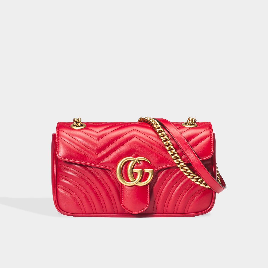 Gucci Red Soft Leather Goldtone Hardware Shoulder Bag Purse - Made in Italy  | eBay