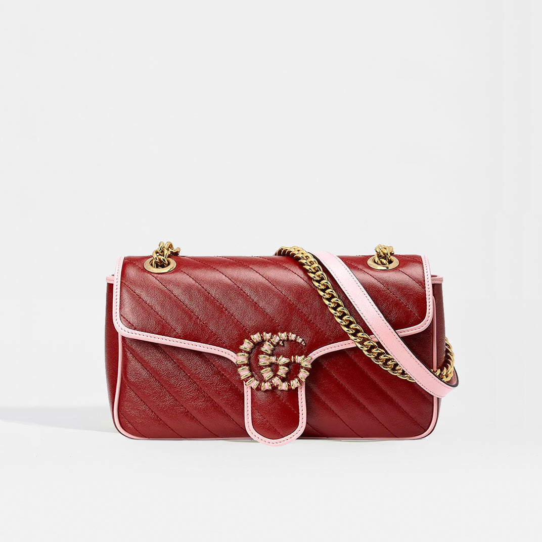 Gucci Red Suede GG Shoulder Bag & Scarf QFB2B62VR7000 | WGACA