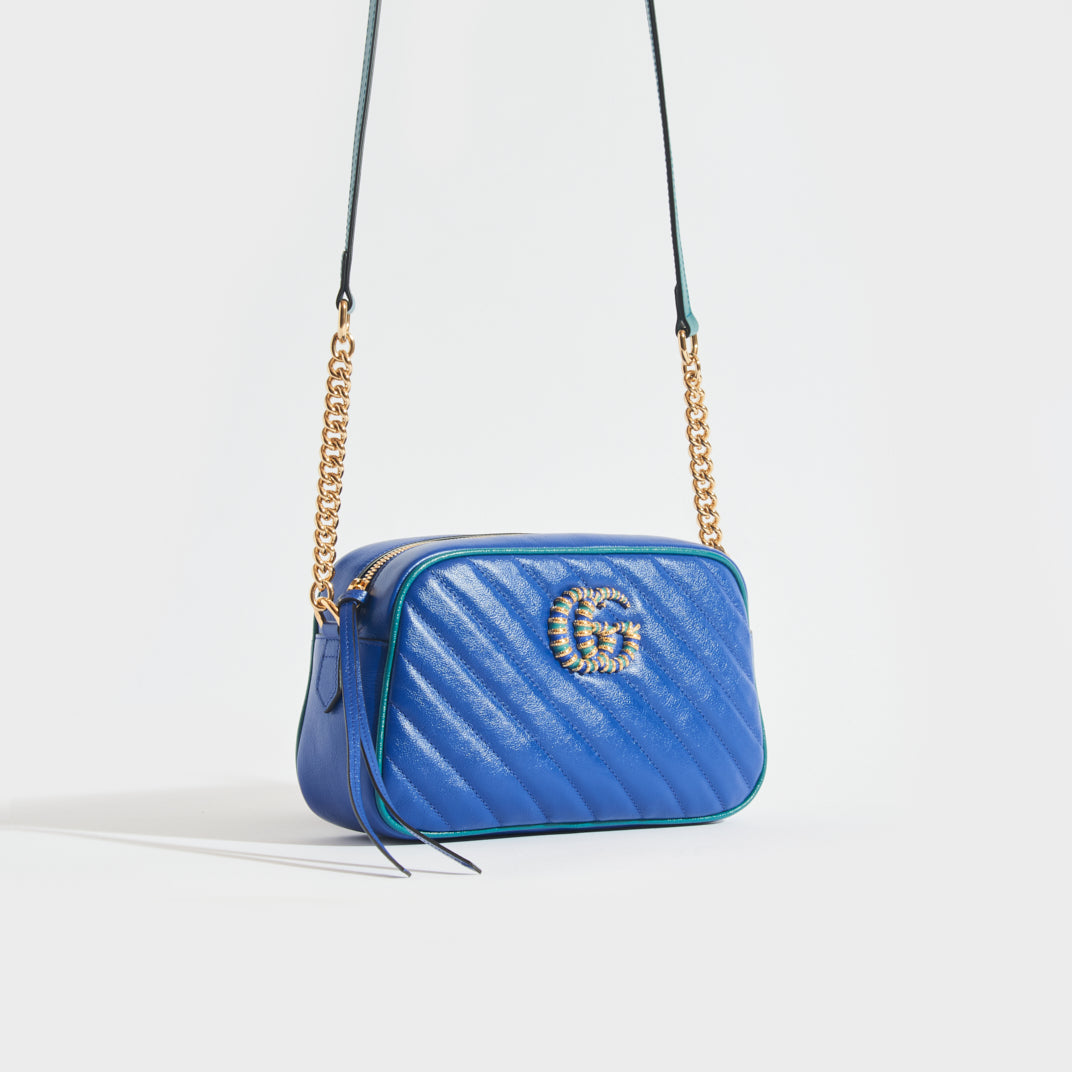 GG Marmont Camera Bag in Blue with Turquoise Trim [ReSale]