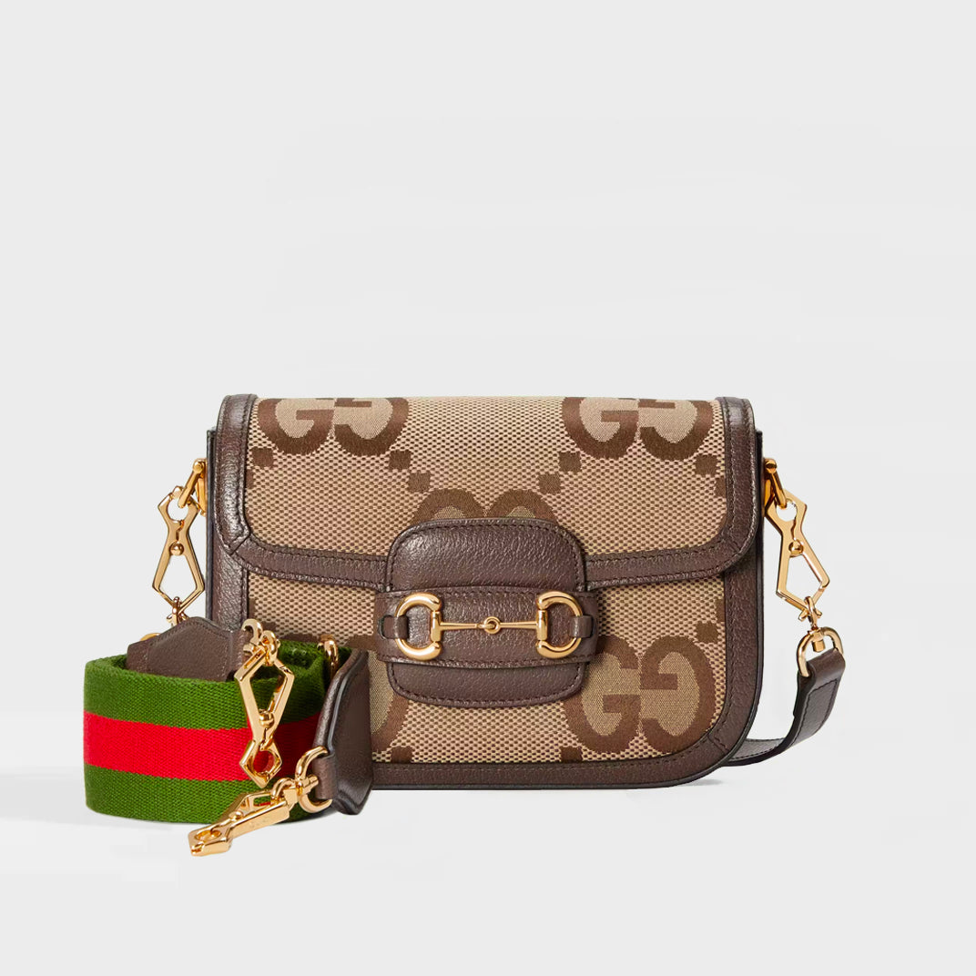 Jackie 1961 crystal GG mini shoulder bag in camel and ebony canvas