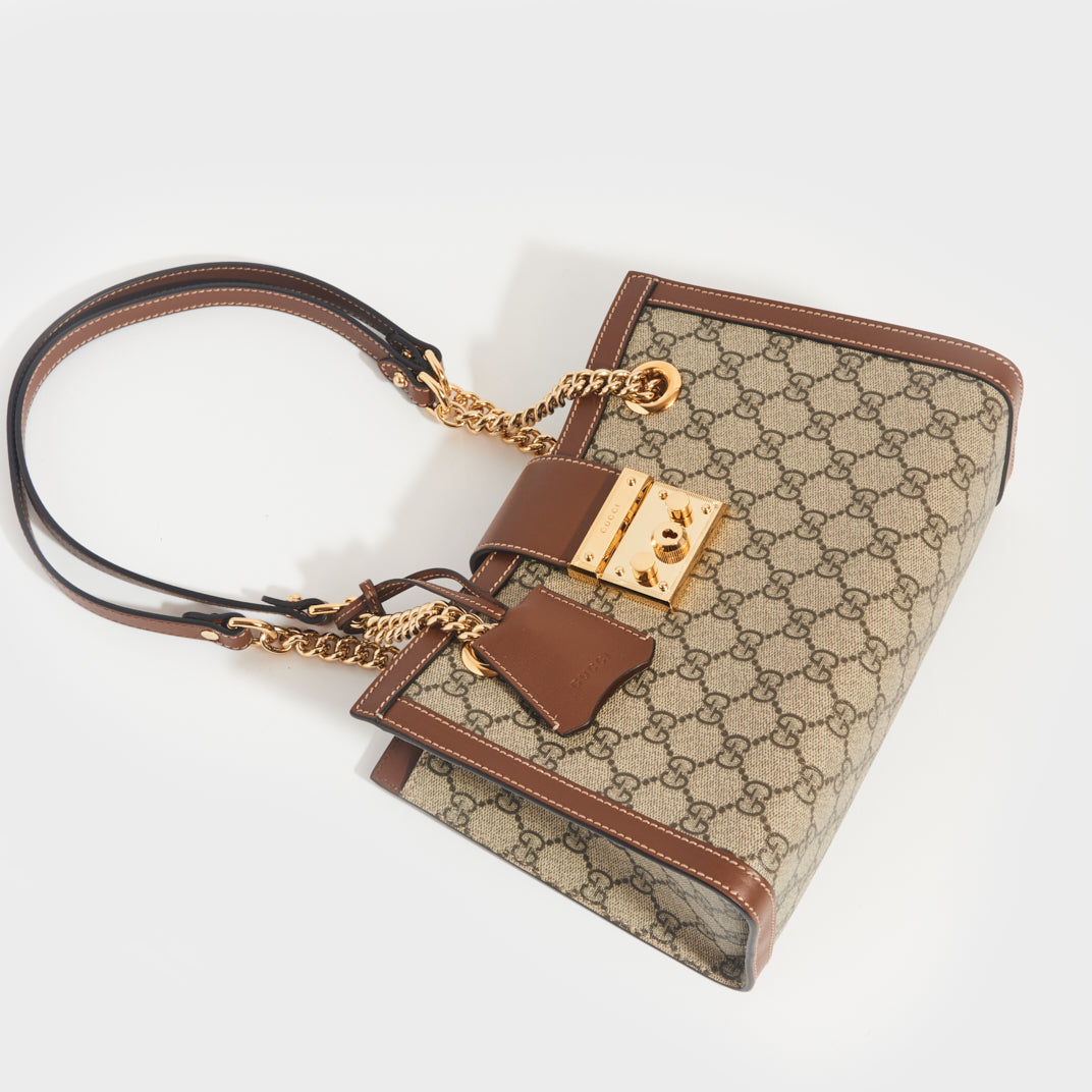 Padlock Small GG Supreme Shoulder Bag in Brown - Gucci