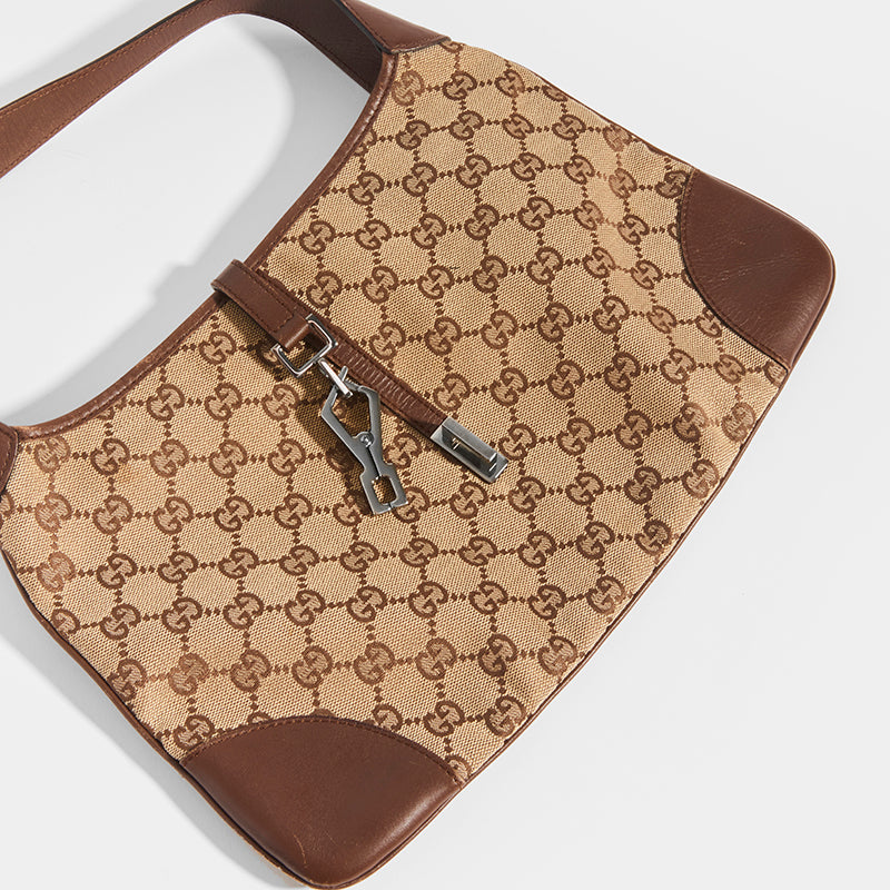 Detail of GUCCI Vintage Jackie Small Canvas Handbag in Brown