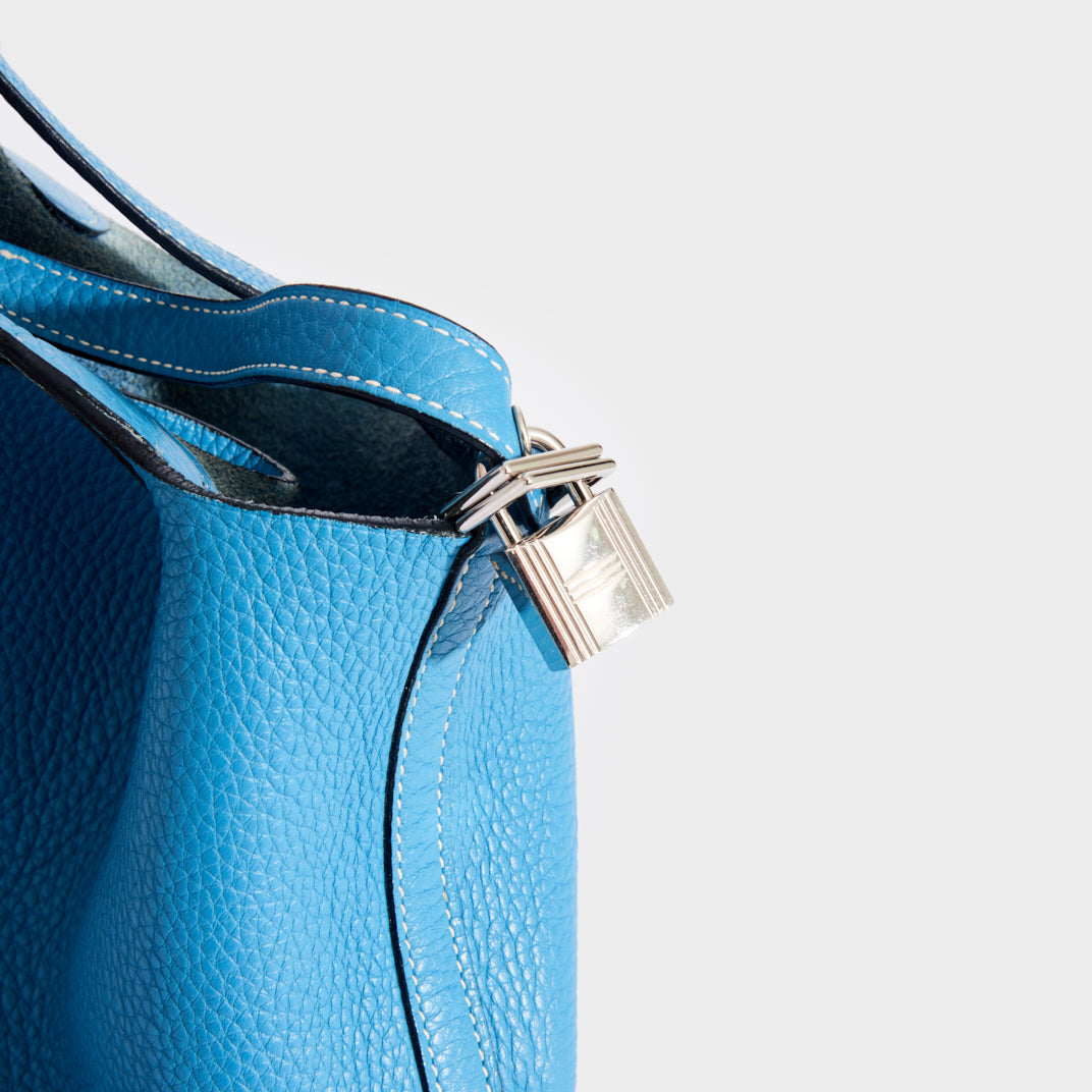 Hermes Blue Hydra Clemence Leather Picotin Lock PM Bag - Yoogi's