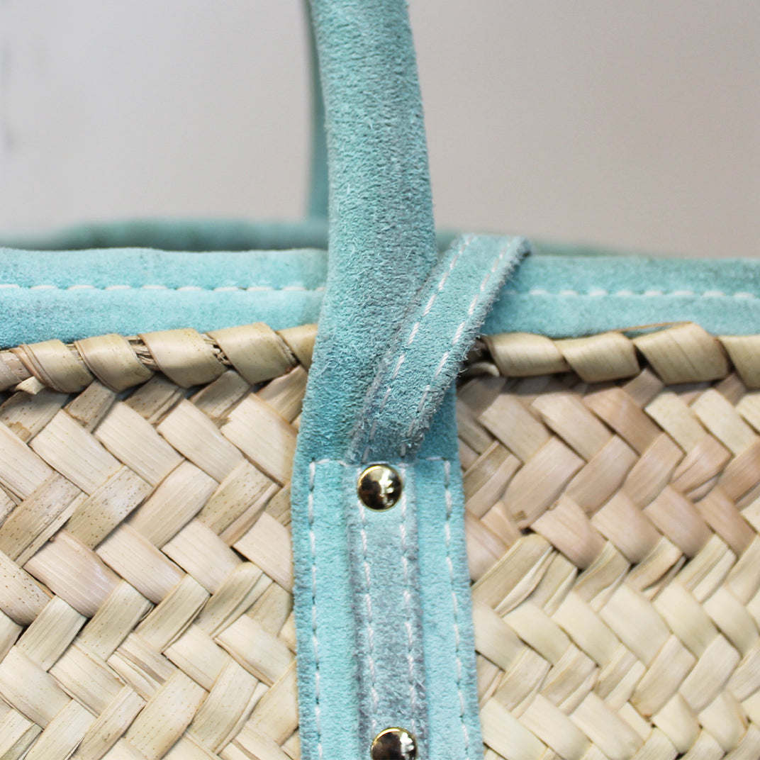 Le Panier Soleil Tote Bag with Light Turquoise Leather [ReSale]