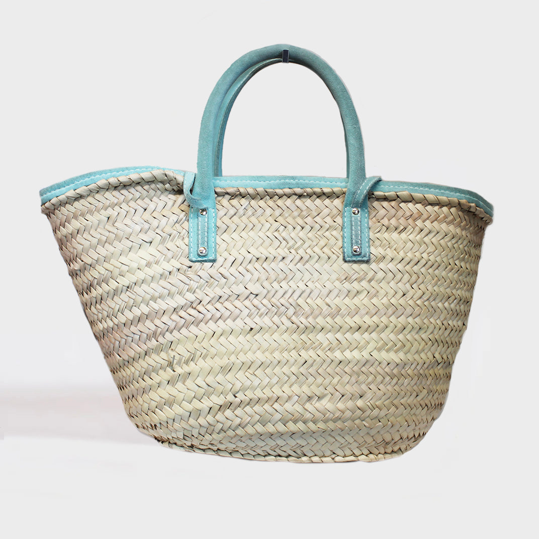 Le Panier Soleil Tote Bag with Light Turquoise Leather [ReSale]