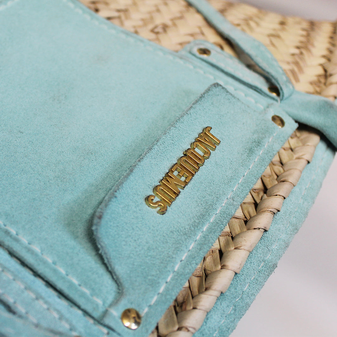 Le Panier Soleil Tote Bag with Light Turquoise Leather [ReSale]