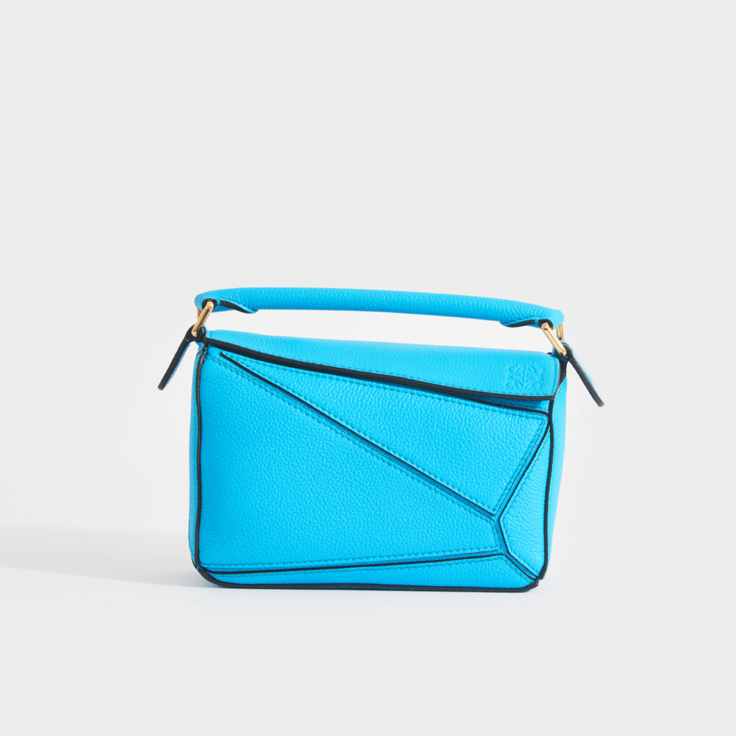 LOEWE Puzzle Mini Leather Shoulder Bag in Blue | COCOON
