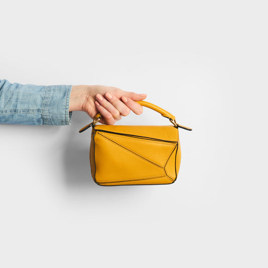 Puzzle Mini Leather Shoulder Bag in Mustard