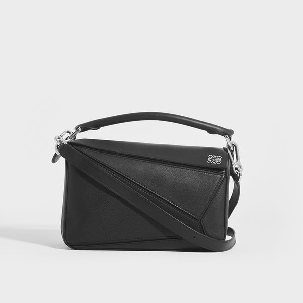 LOEWE Puzzle Small Smooth Leather Bag in Black COCOON