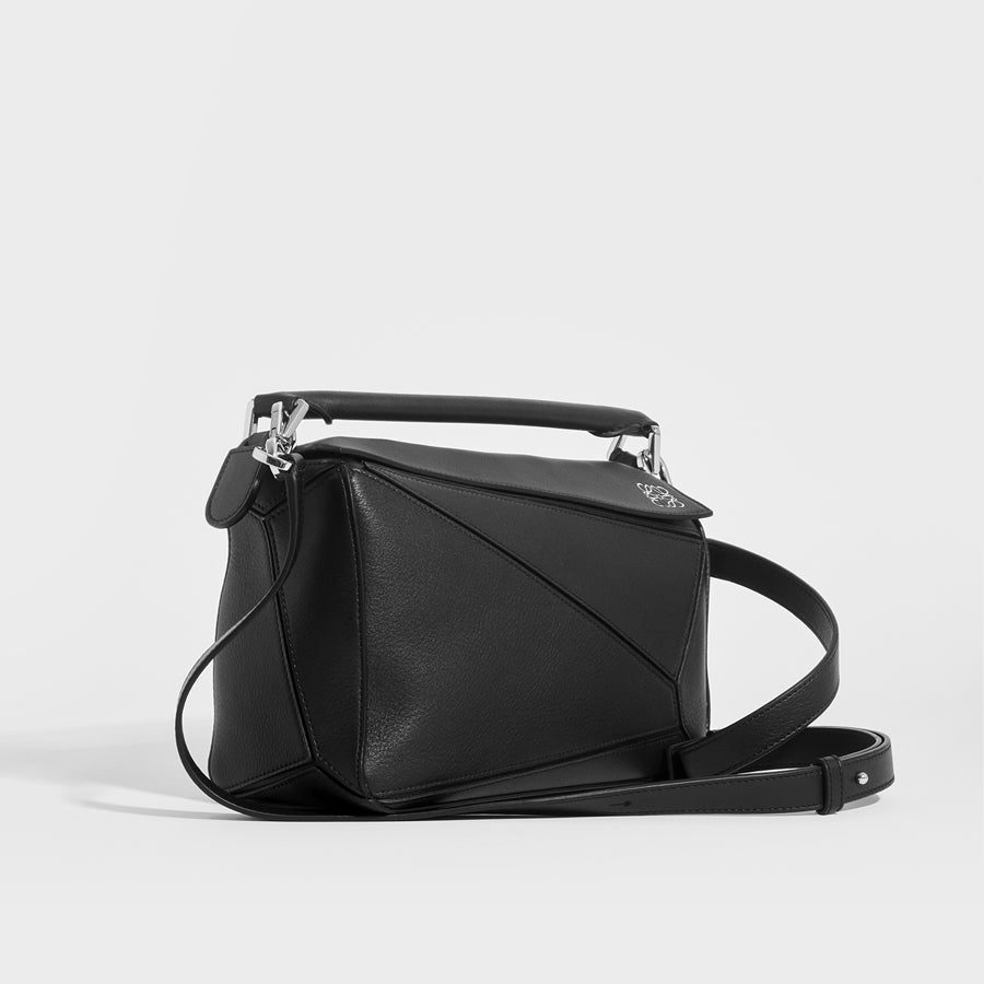 LOEWE Puzzle Small Smooth Leather Bag in Black COCOON