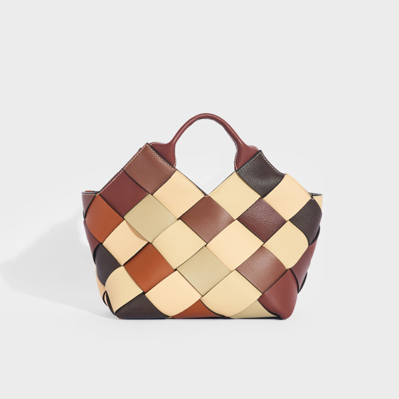 Woven Upcycled-Leather Basket Bag