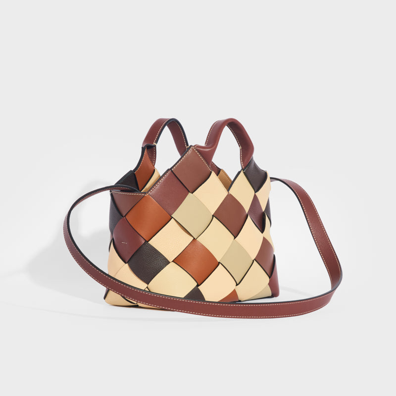 Woven Upcycled-Leather Basket Bag