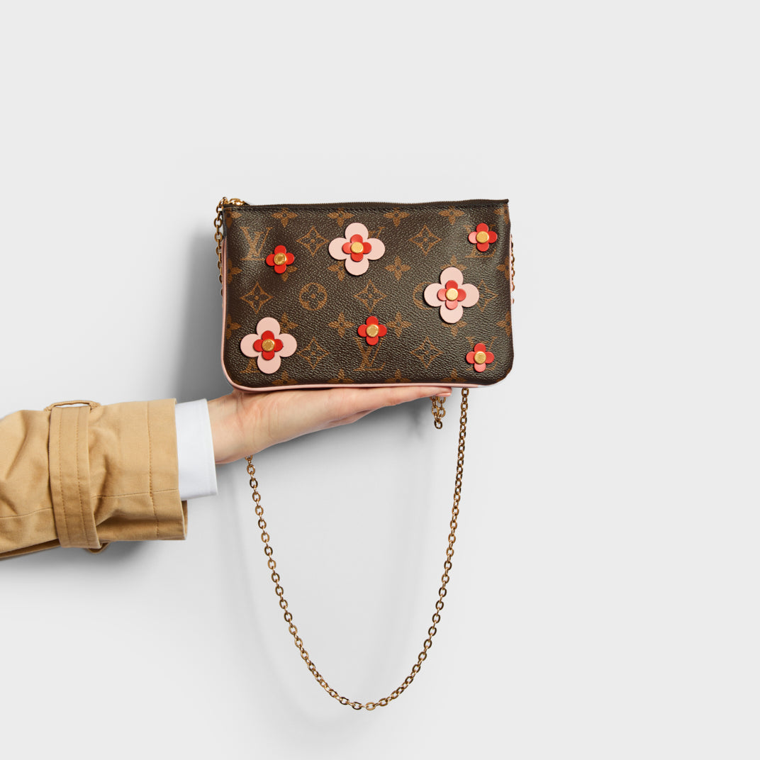 Louis Vuitton Pochette Double Zip Monogram Blooming Flowers Brown/Rose  Ballerine in Coated Canvas/Leather with Gold-tone - GB