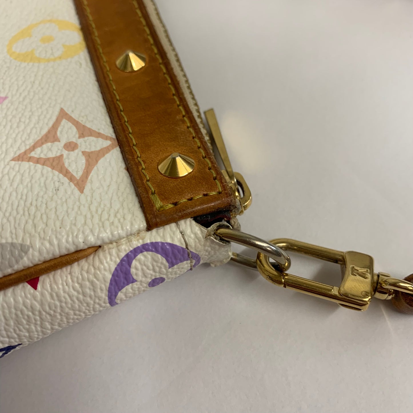 Pochette Accessoires Handbag in White Multicolour Monogram 2003 [ReSale]