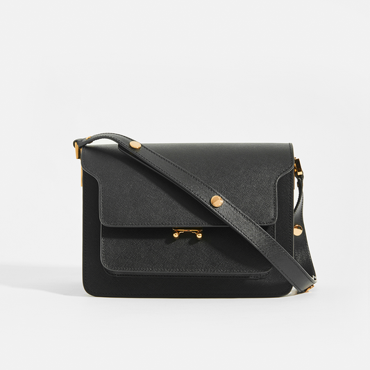 Medium Trunk in Black Saffiano Leather