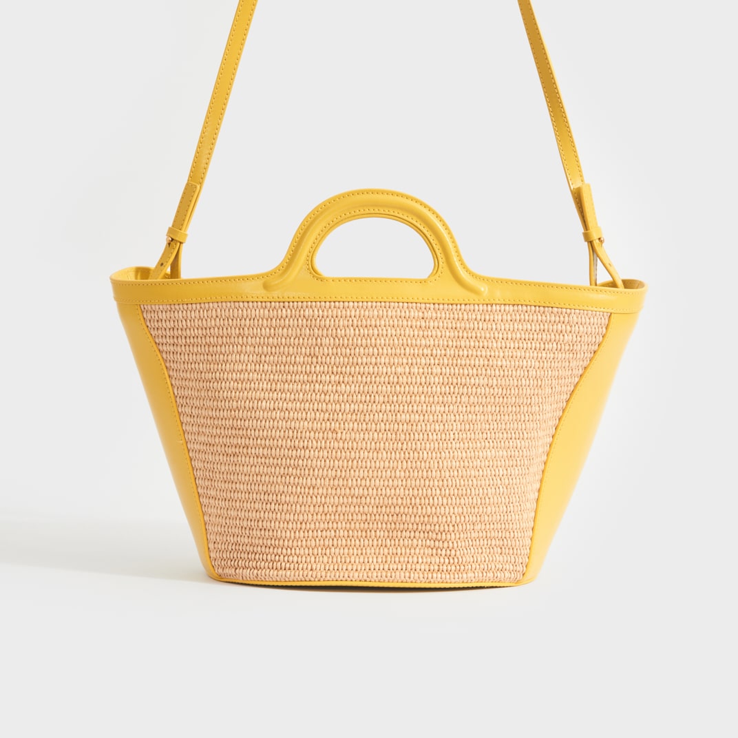 Small Tropicalia Basket Top Handle Bag in Yellow