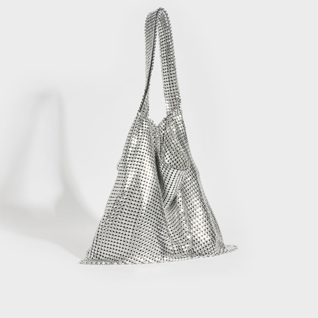 Pixel Mesh Moyen Shoulder Bag in Silver