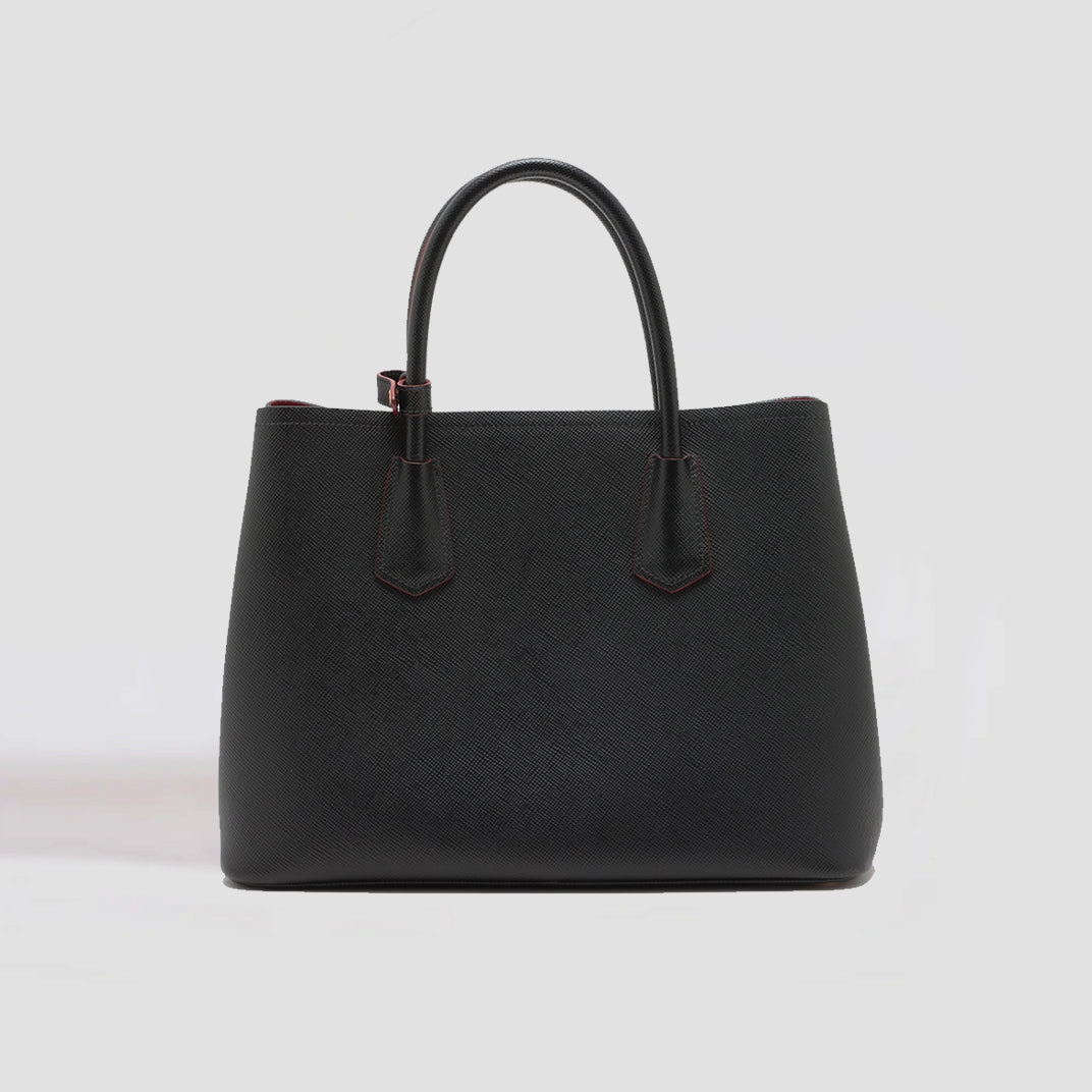 Double Tote Bag in Black Saffiano Leather