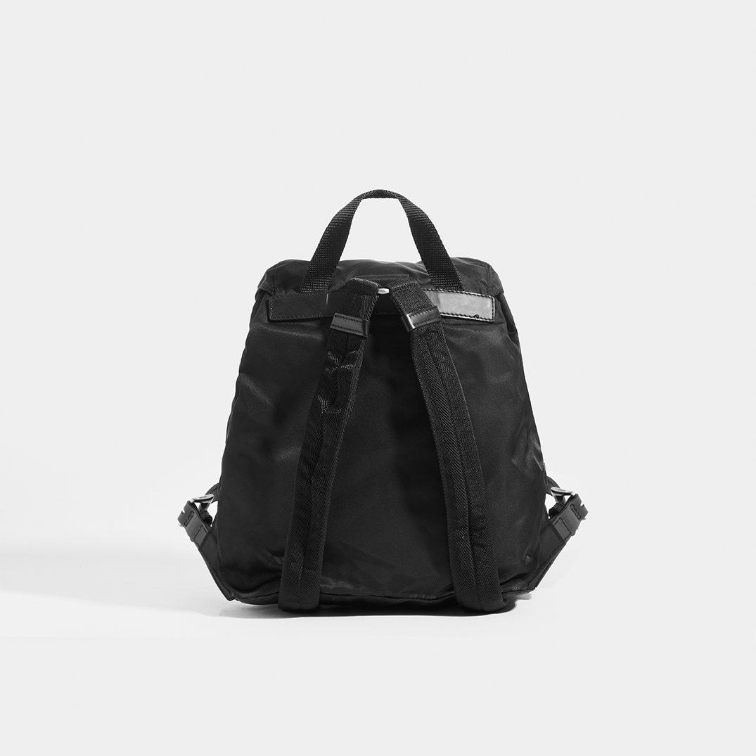 Back view of PRADA Vintage Small Backpack in Black Nylon