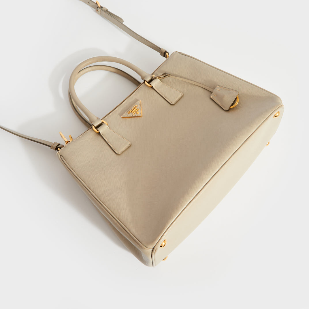 PRADA Medium Saffiano Leather Galleria Bag Beige In E… - Gem