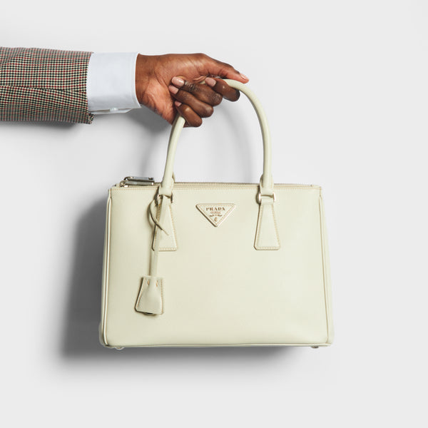 Galleria leather handbag Prada White in Leather - 37929328