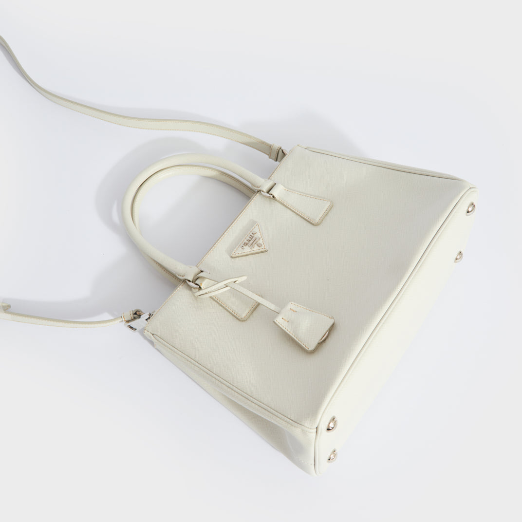 White/cider Small Prada Galleria Saffiano Special Edition Bag