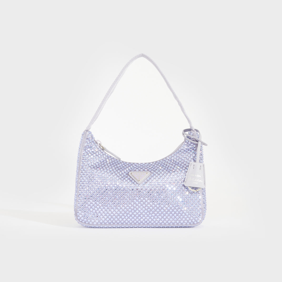 PRADA RE-EDITION BAG IN NYLON WITH CRYSTALS CROSSBODY BAG WITH A POUCH