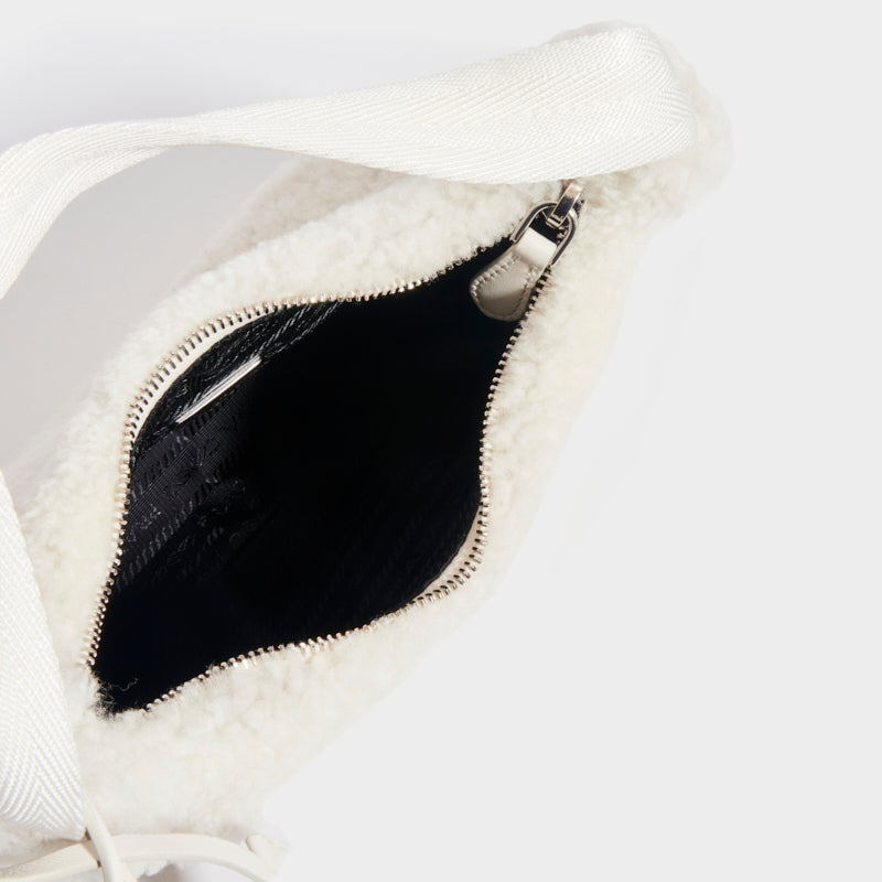 Re-Edition 2000 Shearling Shoulder Bag in White