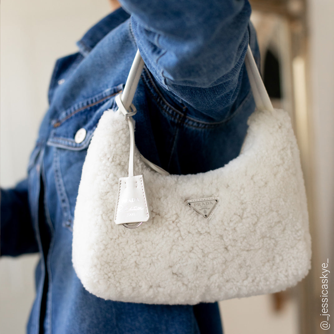 PRADA Hobo Teddy Re-Edition 2000 in White | COCOON