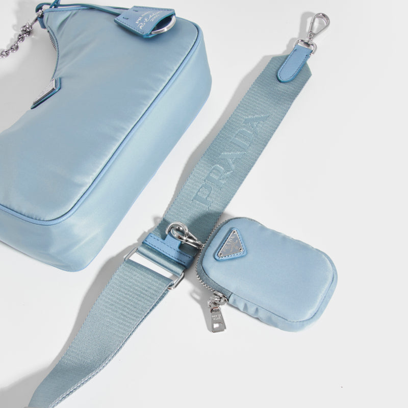 Prada Astral Blue Saffiano Leather Odette Top Handle Cross-body