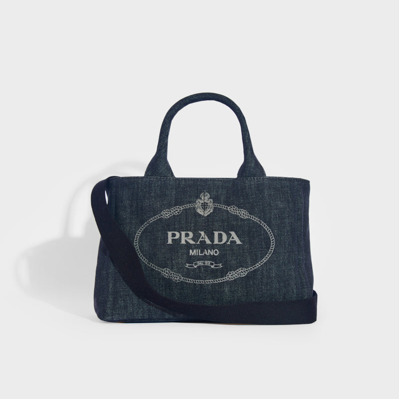 Prada Black/Blue Nylon and Saffiano Leather Ship Clutch Bag - Yoogi's Closet