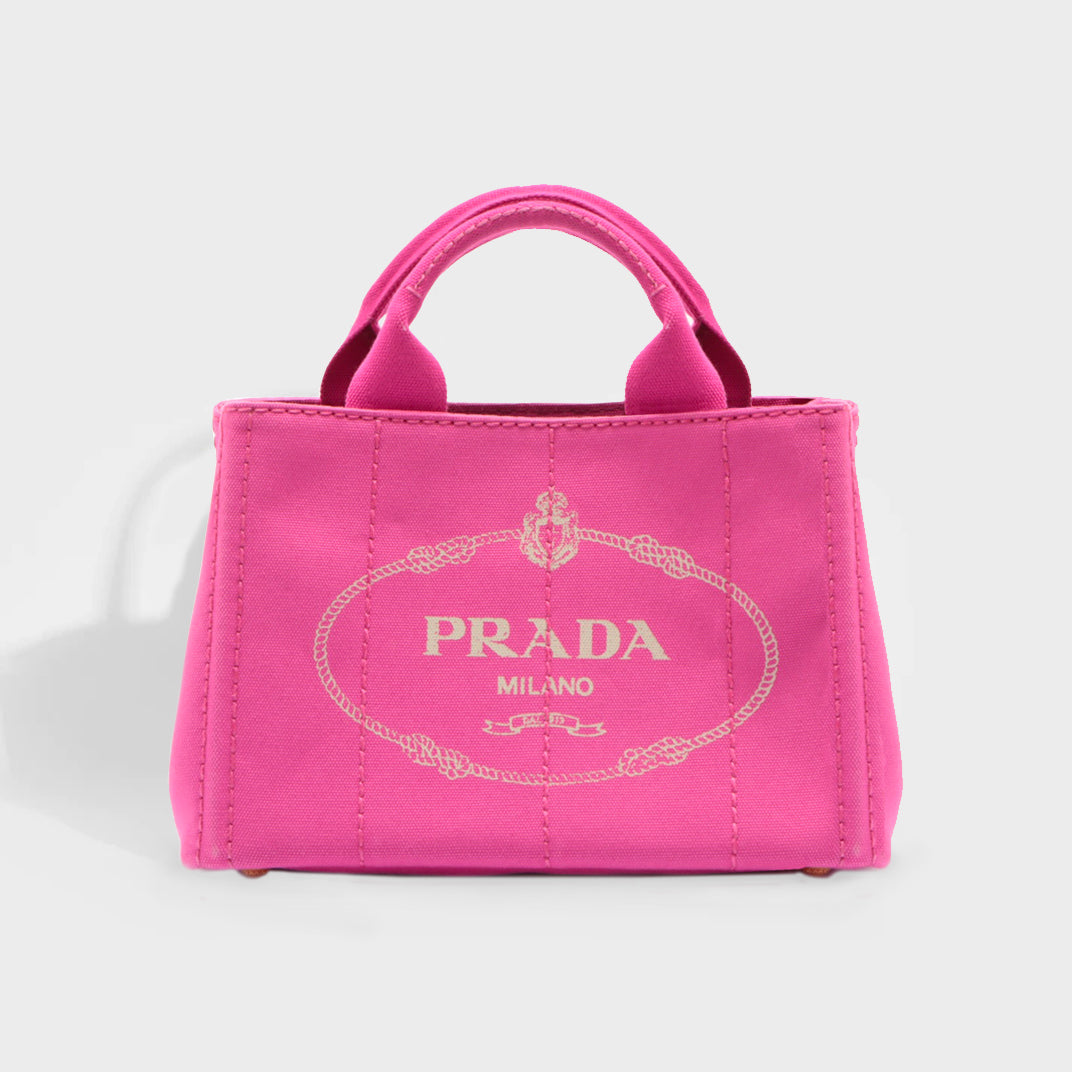Prada Logo Embossed Flap Tote Bag Pink