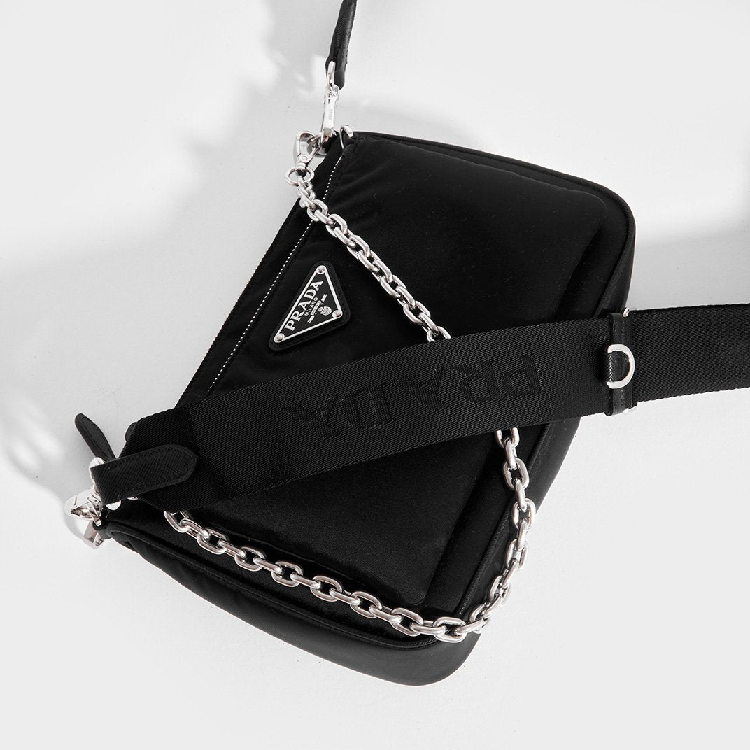 Flat shot of PRADA Nylon Front Pocket Shoulder Bag