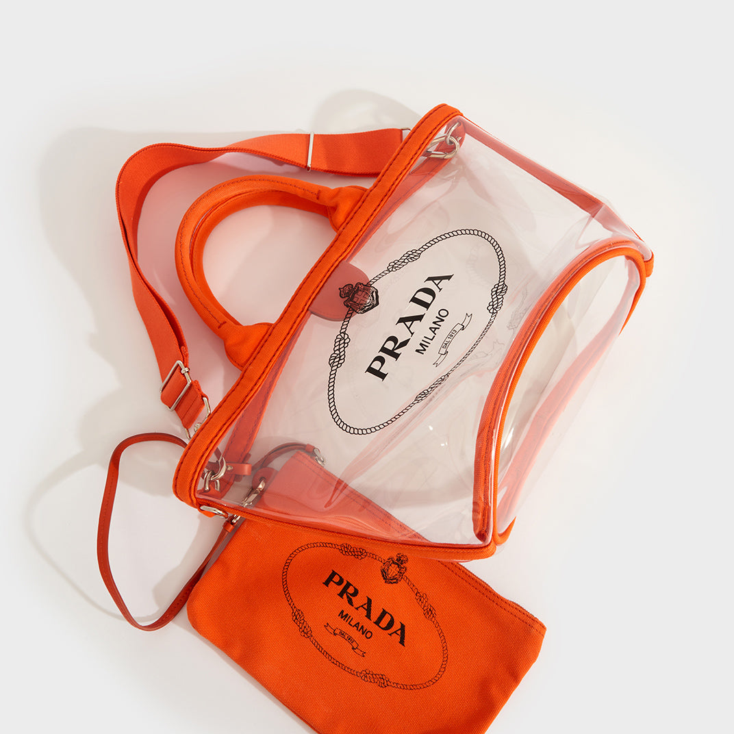 Prada 2010s Clear PVC Logo Tote Bag · INTO