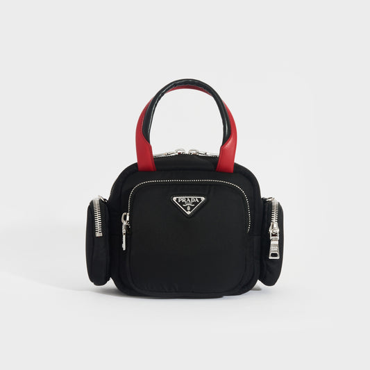Triangle Nylon Shoulder Bag in Black