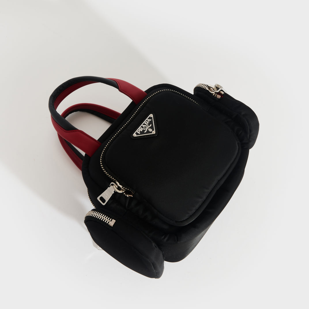 Prada black nylon mini top handle hotsell