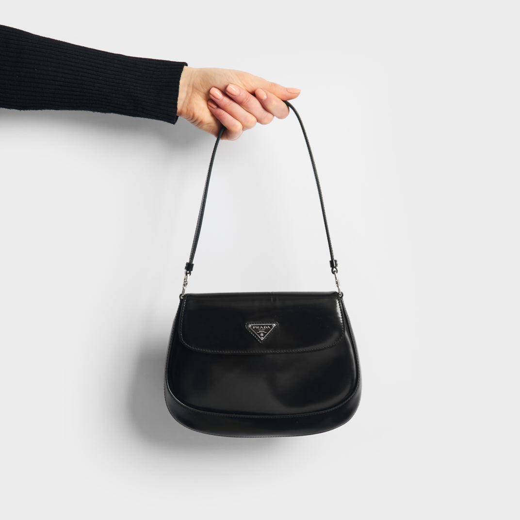 Prada Cleo Brushed Leather Mini Bag - Black