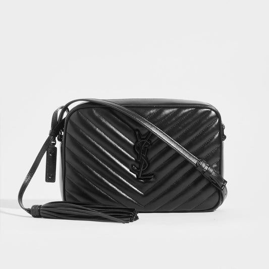 Lou Camera Bag in Matelassé with Black Hardware Leather